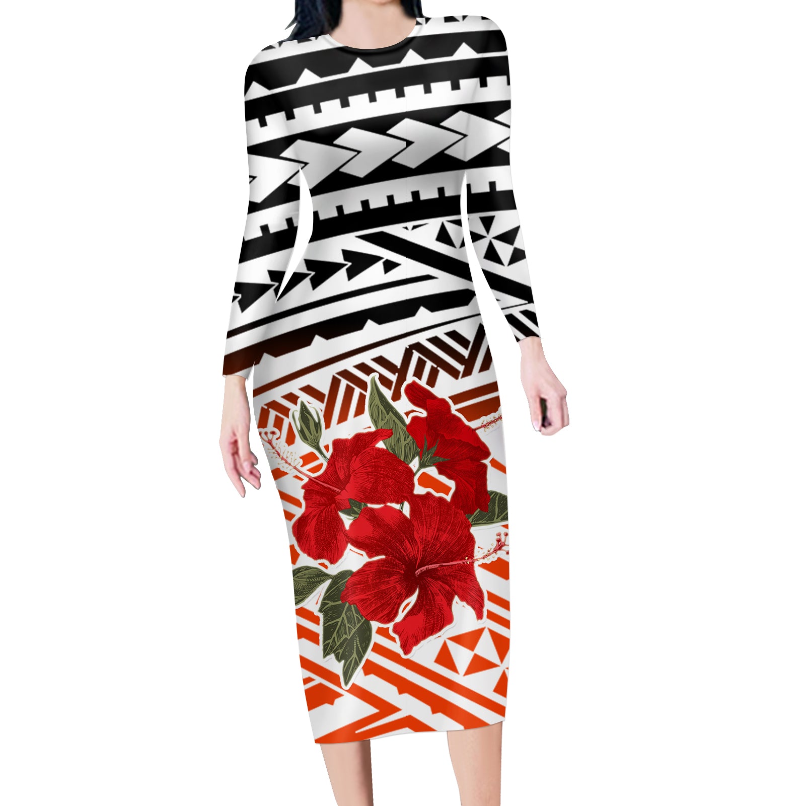 Custom Floral Long-sleeved Dress Custom Floral Long-sleeved Dress